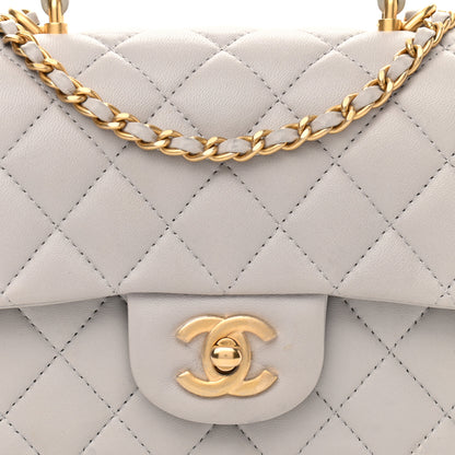 Chanel Lambskin Quilted Mini Top Handle Rectangular Flap Grey 8 of 11