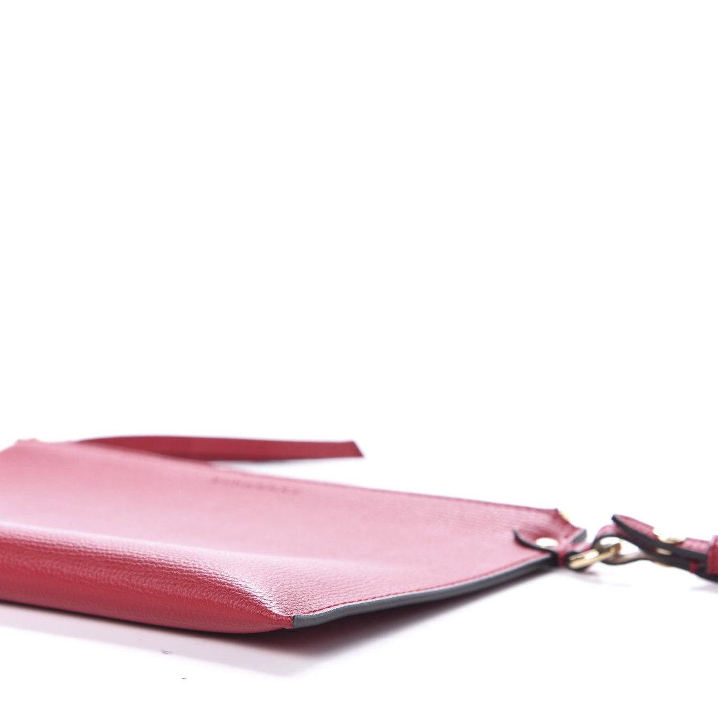 Grainy Calfskin Haymarket Check Zip Pouch Red