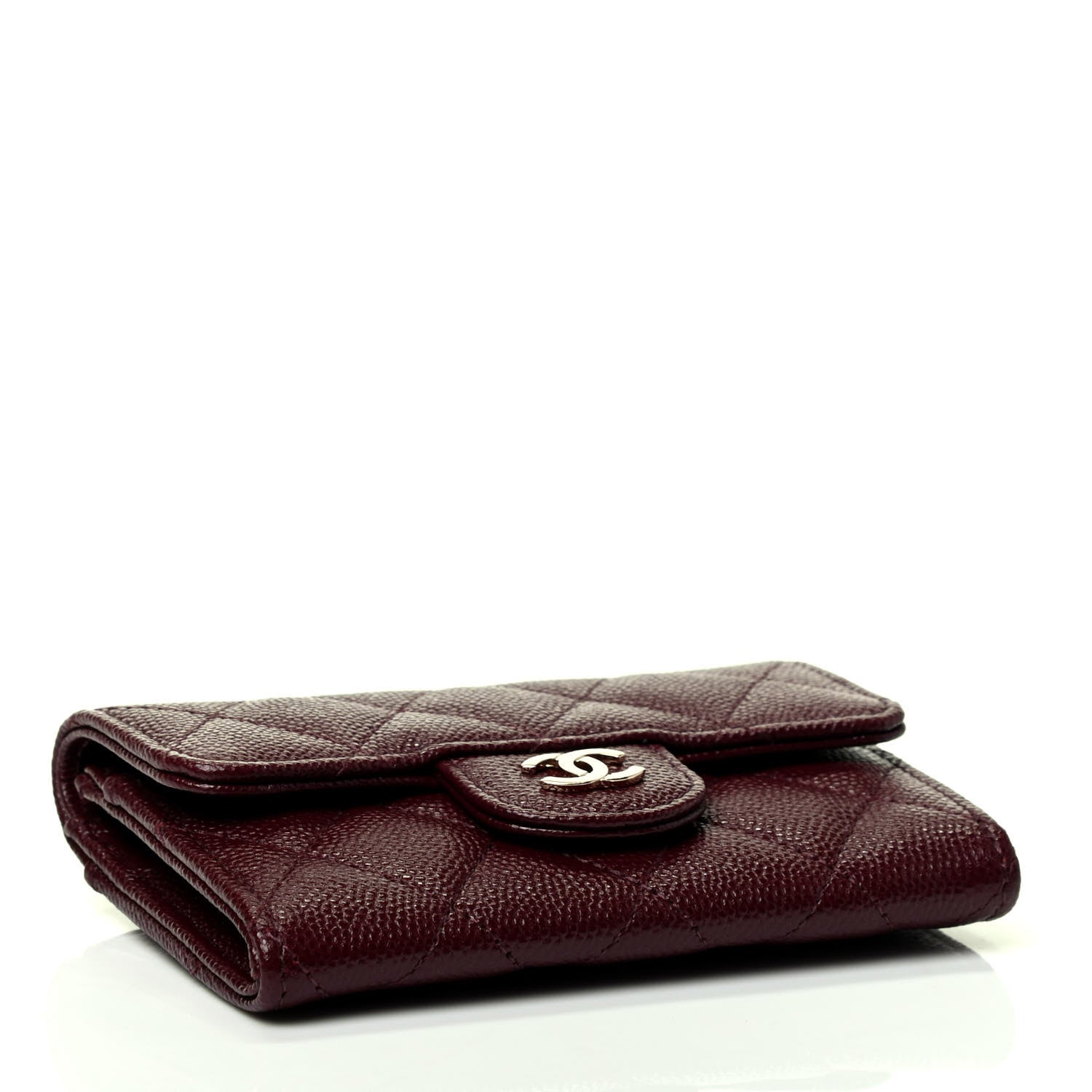 Chanel Caviar Quilted Flap Card Holder Wallet Dark Red 3 of 4