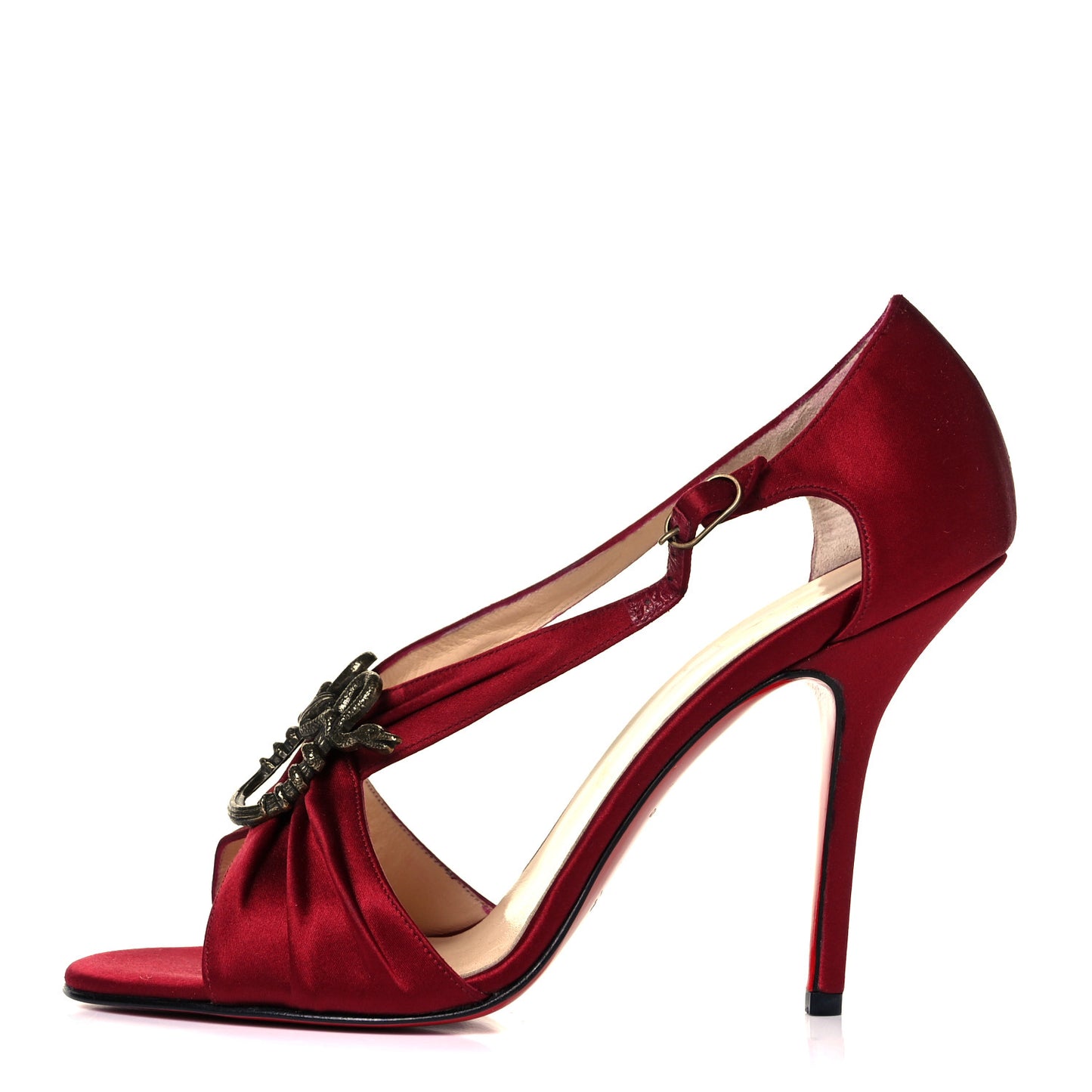 Satin Drapo Russo Serpentine Snake Pumps 38.5 Red