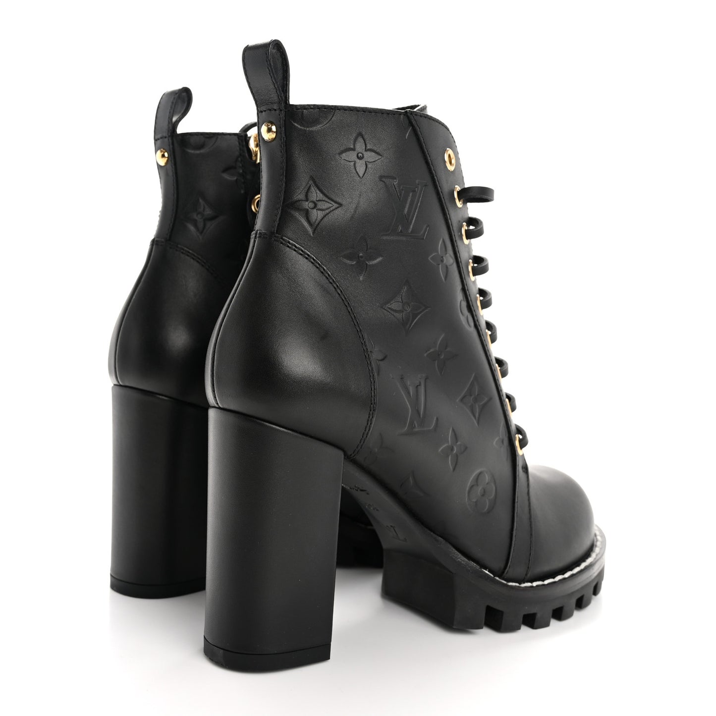 Calfskin Monogram Star Trail Ankle Boots 38.5 Black