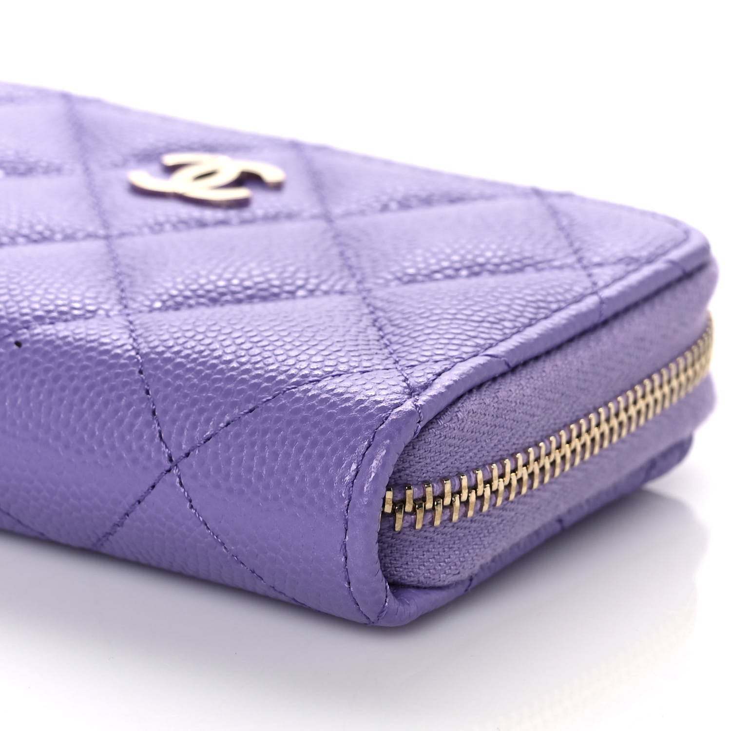 Chanel Caviar Quilted Zip Around Coin Purse Wallet Purple 8 of 10
