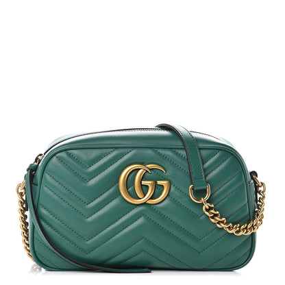 Gucci Calfskin Matelasse Small GG Marmont Chain Shoulder Bag Emerald Green 1 of 10