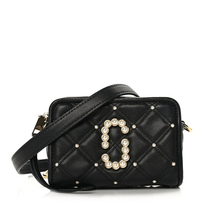Marc Jacobs Calfskin Quilted Pearl The Softshot 17 Crossbody Black 1 of 8