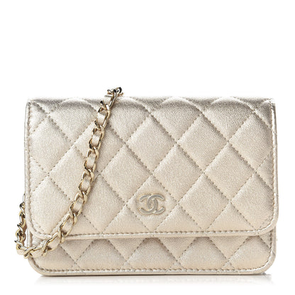 Chanel Metallic Lambskin Quilted Mini Wallet On Chain WOC Gold 1 of 11