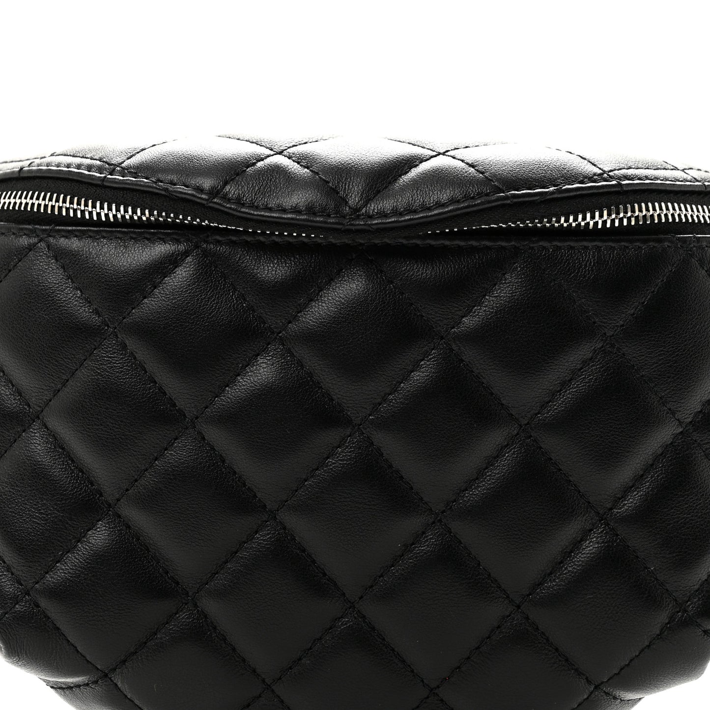 Calfskin Quilted Waist Belt Bag Black