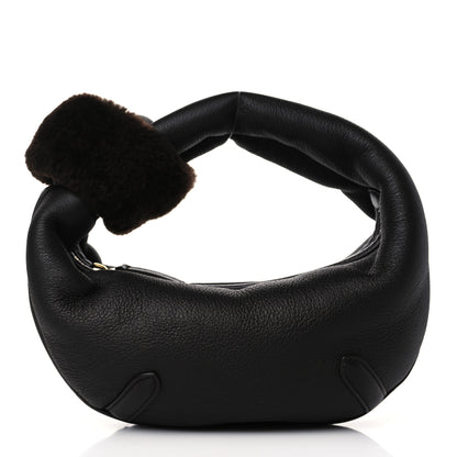Bottega Veneta Calfskin Shearling Aviator Mini Jodie Dark Brown Fondant 1 of 9