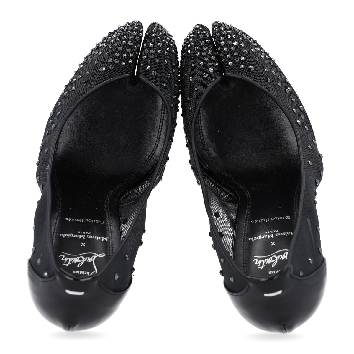 Christian Louboutin X MAISON MARGIELA Rete Patent Strass Bridiela Una 100 Pumps 38 Black 2 of 10