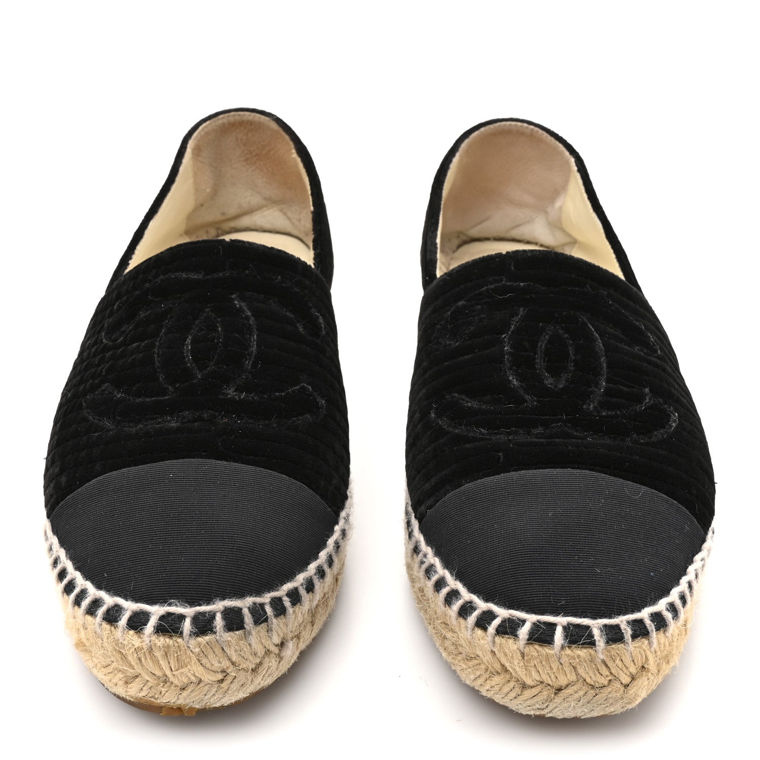 Chanel Velvet Grosgrain CC Espadrilles 38 Black 3 of 10