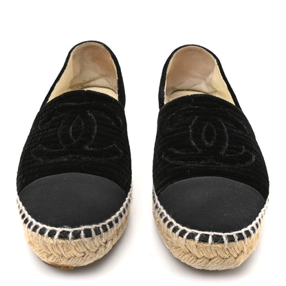 Chanel Velvet Grosgrain CC Espadrilles 38 Black 3 of 10
