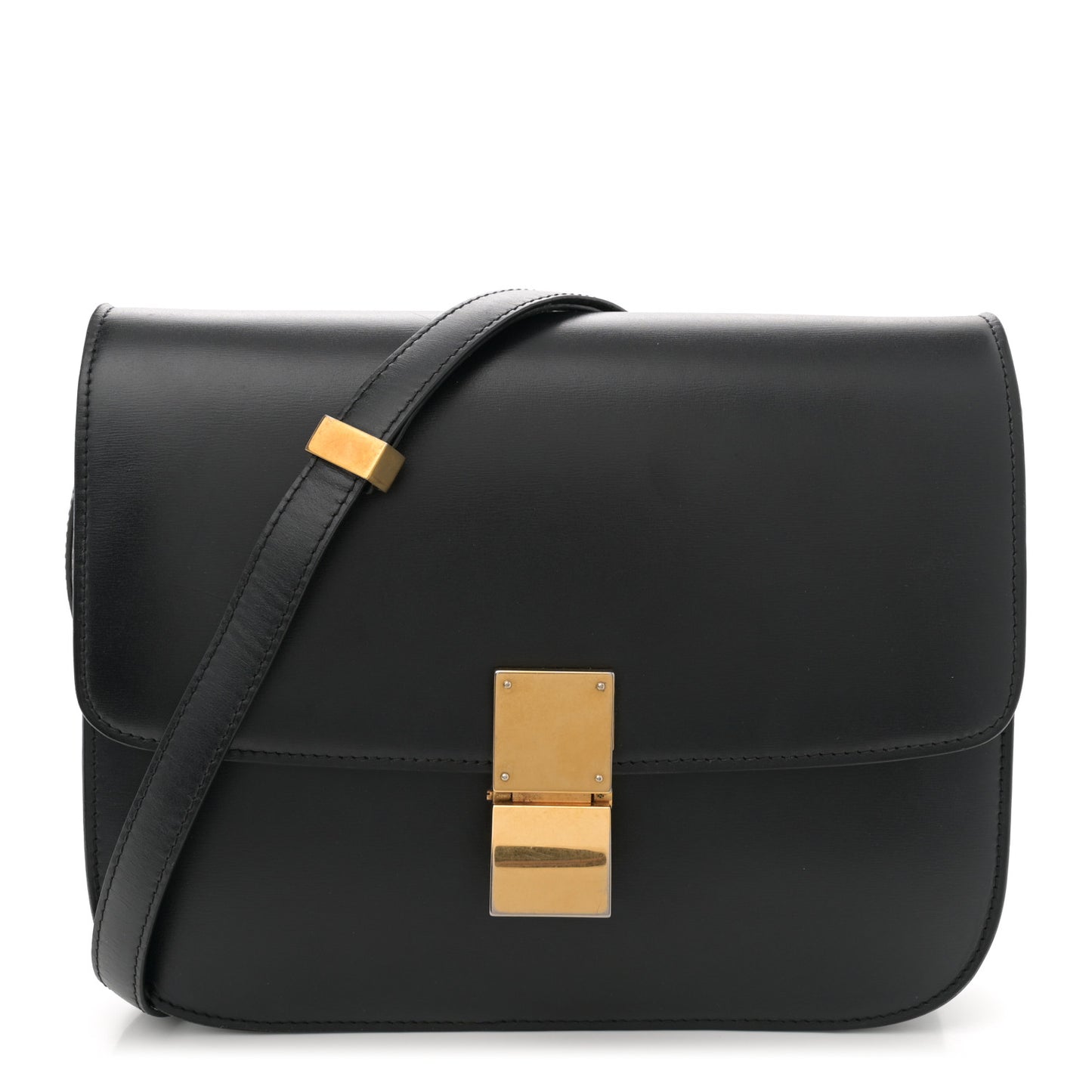 Box Calfskin Medium Classic Box Flap Bag Black