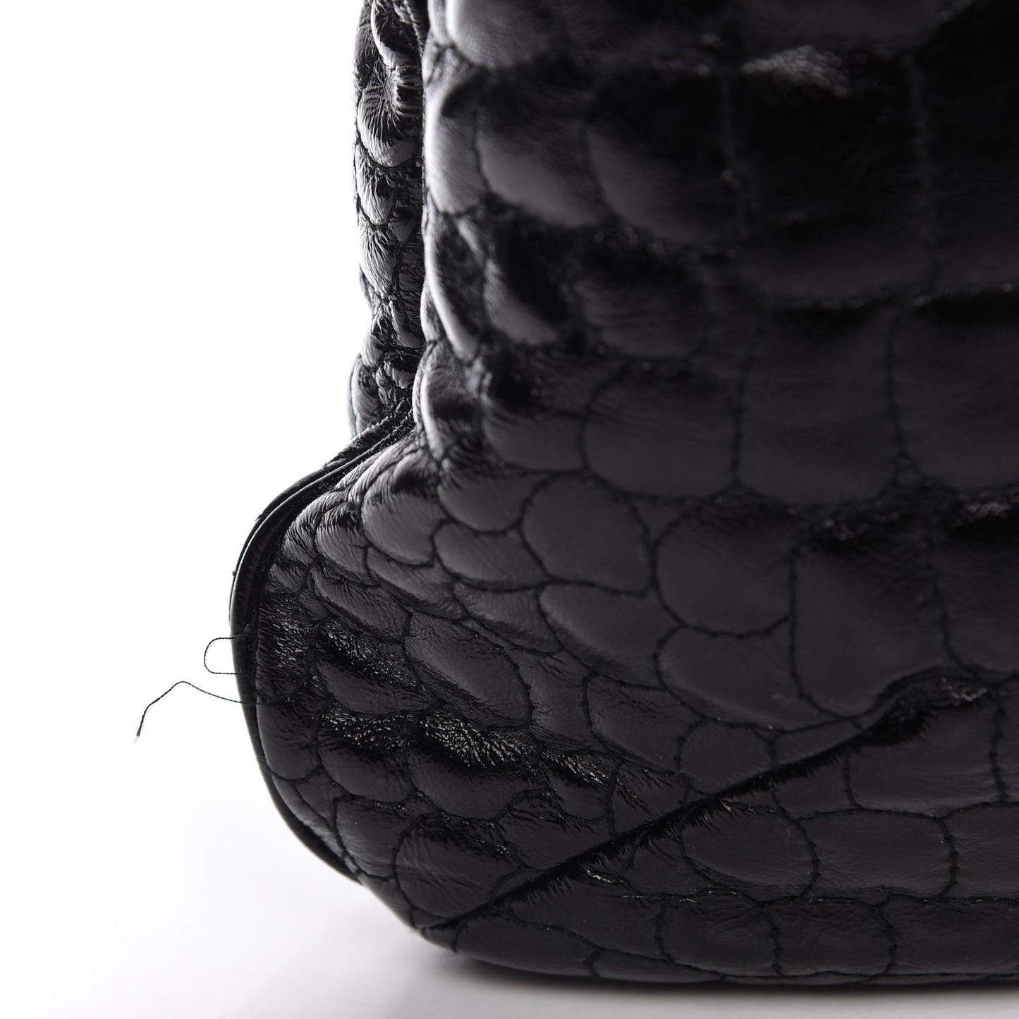 Patent Crocodile Embossed Tribute Tote Black