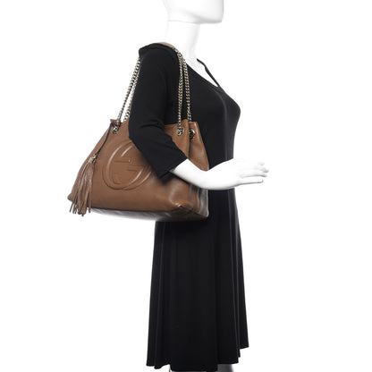 Gucci Pebbled Calfskin Medium Soho Chain Shoulder Bag Maple Brown 2 of 16