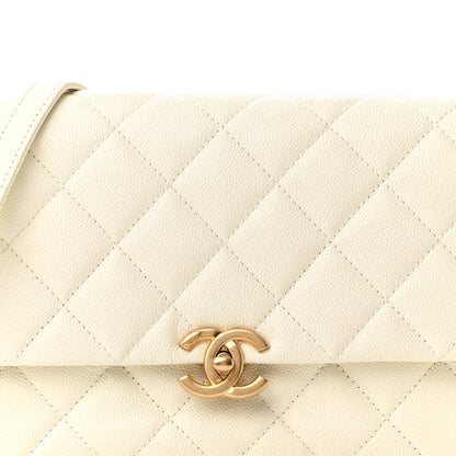 Chanel Shiny Caviar Quilted Large Chain Melody Flap White 8 of 13
