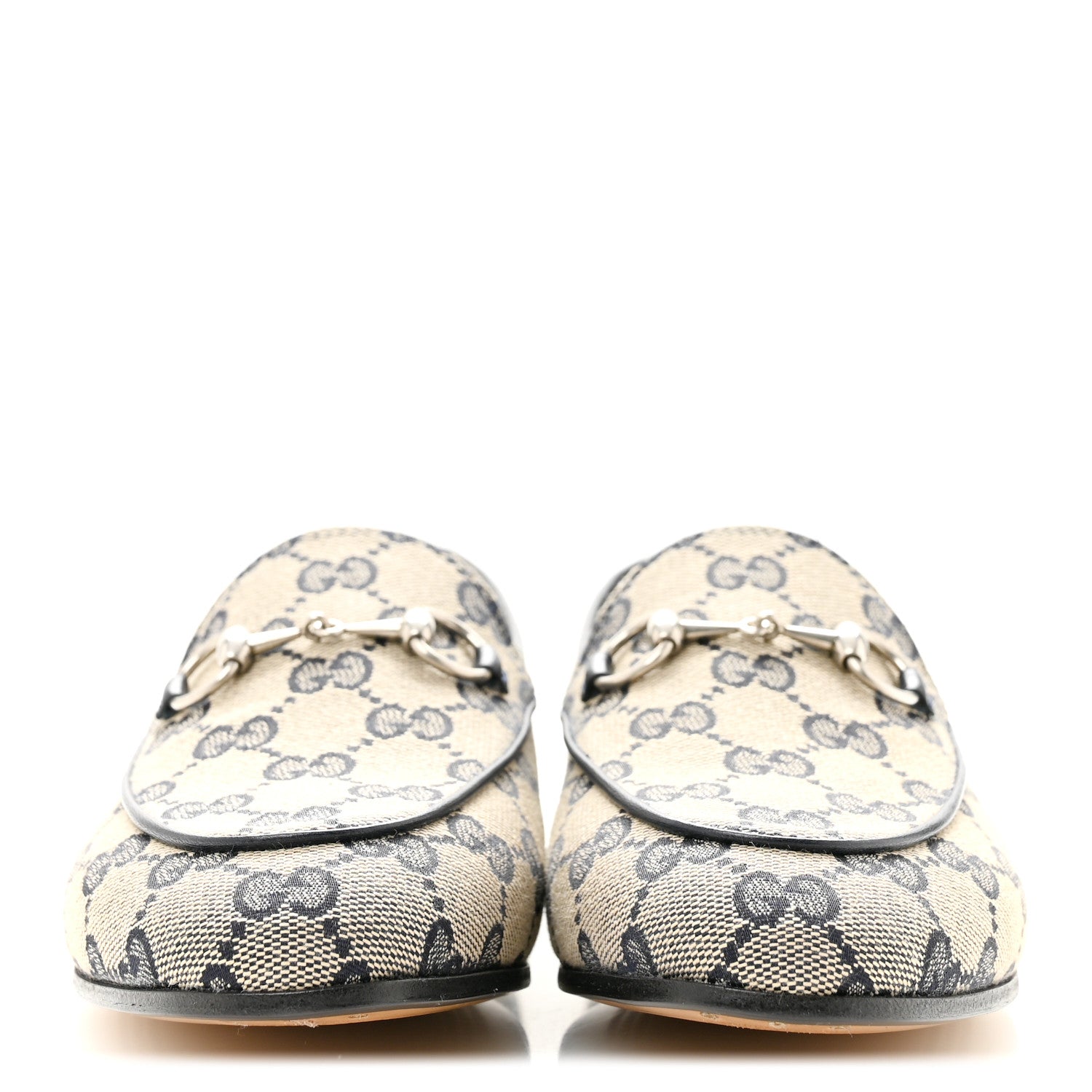 Gucci Monogram Malaga Kid Horsebit Womens Jordaan Loafers 36.5 Beige Blue 3 of 10