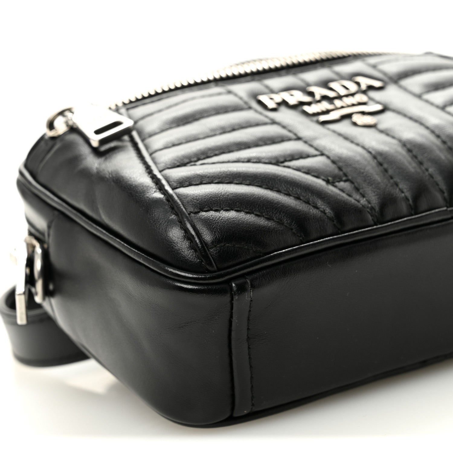 Prada Soft Calfskin Impunture Diagramme Belt Bag Black 8 of 9