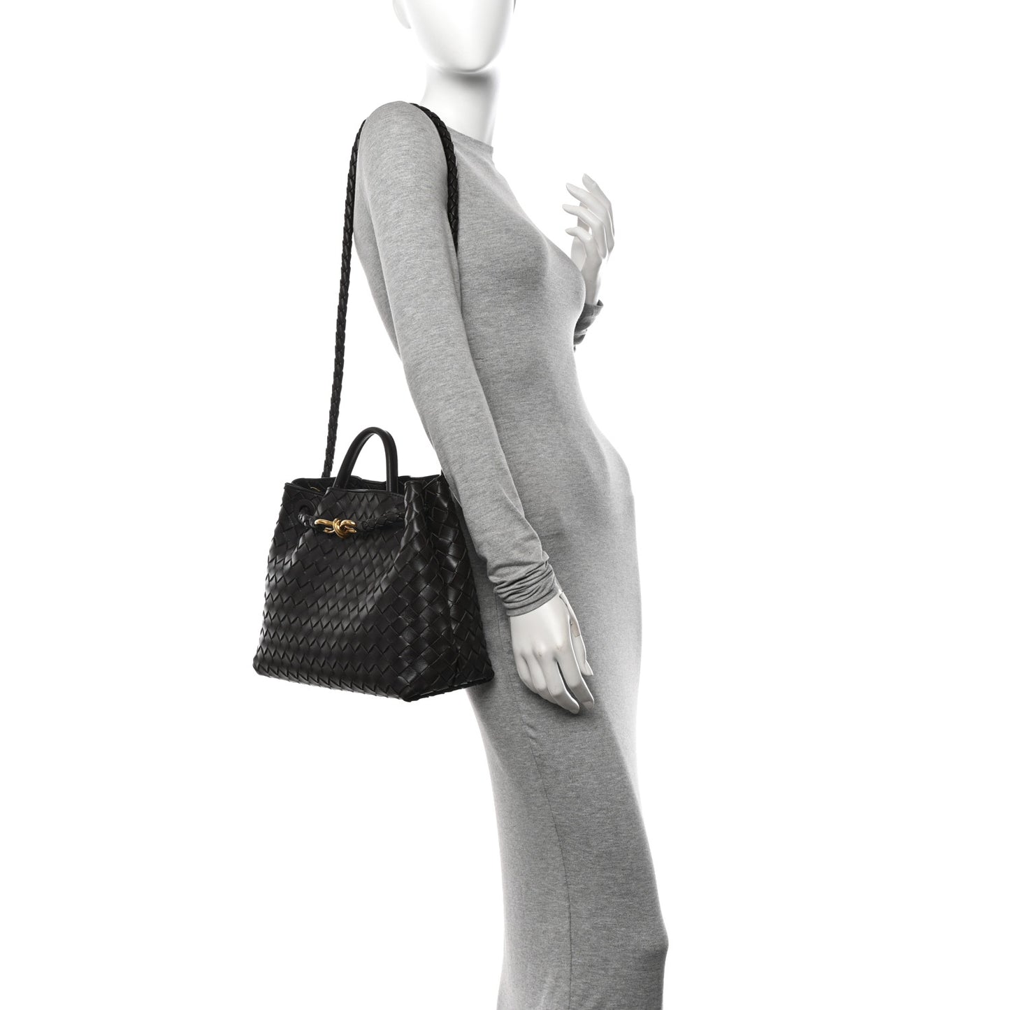 Nappa Intrecciato Medium Andiamo Shoulder Bag Fondant