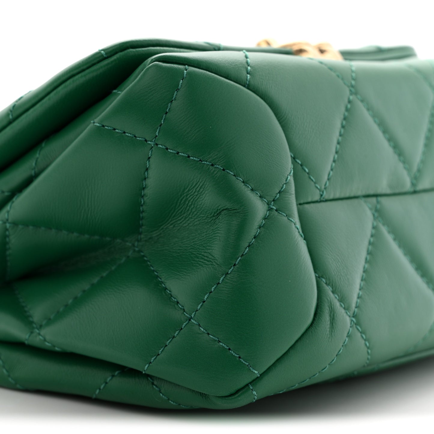 Lambskin Quilted Mini Color Match Flap Green