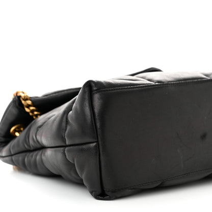 Saint Laurent Lambskin Quilted Medium Loulou Puffer Monogram Chain Satchel Black 9 of 12