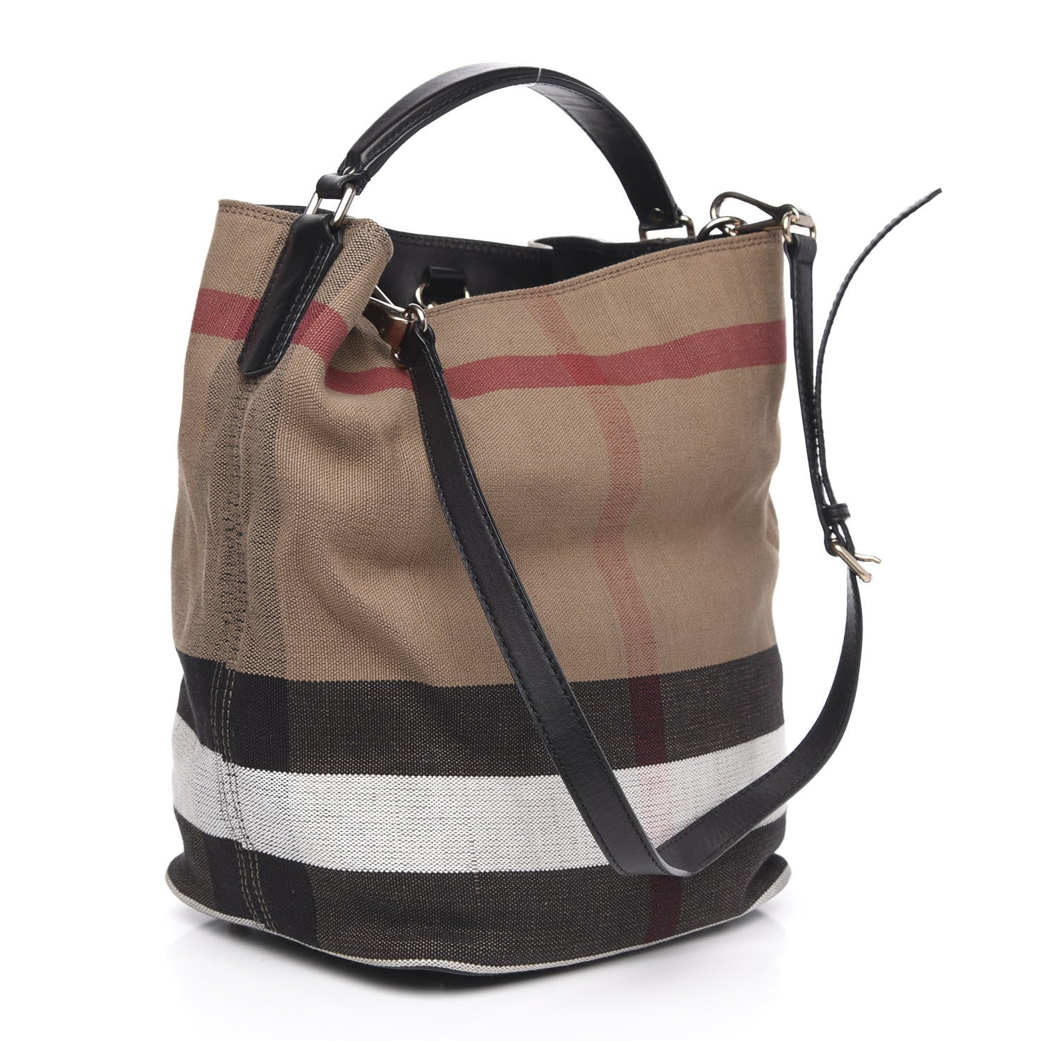 Burberry Canvas Mega Check Medium Ashby Hobo Black 3 of 13