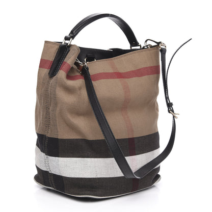 Burberry Canvas Mega Check Medium Ashby Hobo Black 3 of 13