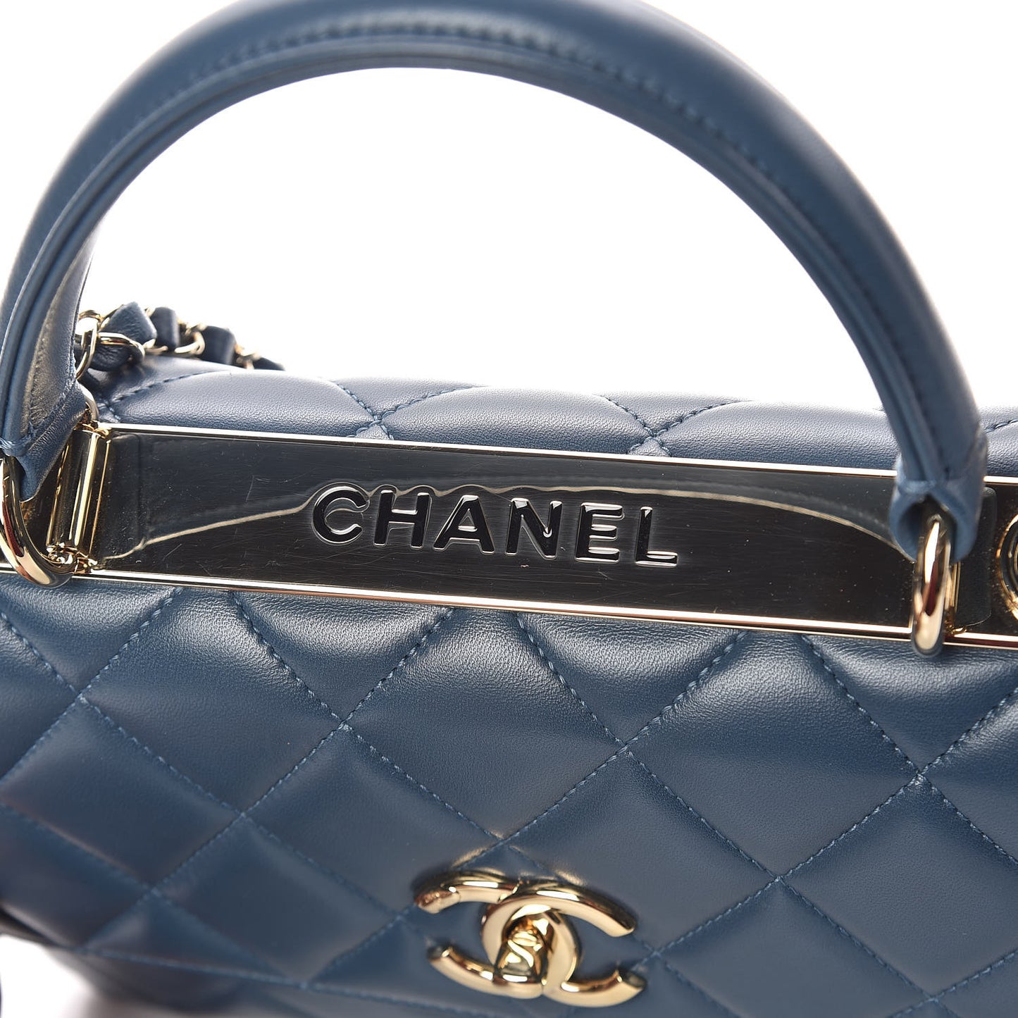 CHANELLambskinQuiltedSmallTrendyCCFlapDualHandleBagBlue