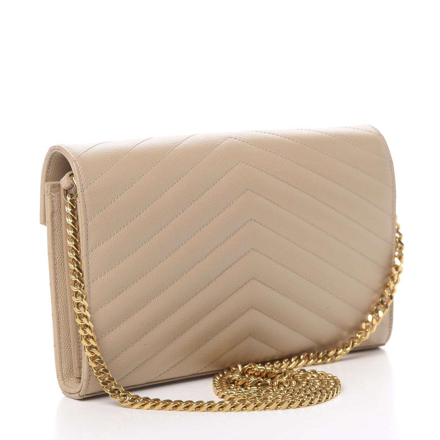 Grain De Poudre Matelasse Chevron Monogram Chain Wallet Nude Powder