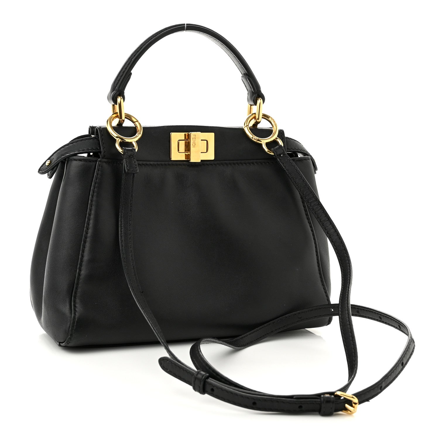 Fendi Nappa Mini Peekaboo Iconic Satchel Black 3 of 11