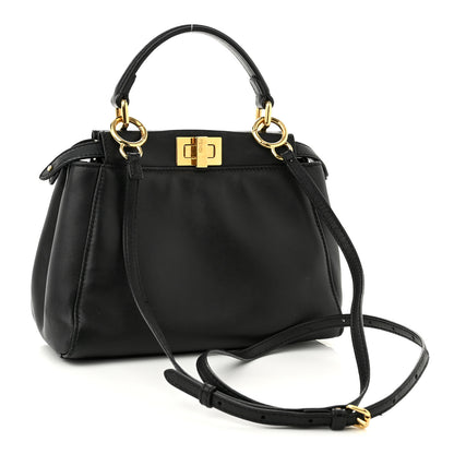 Fendi Nappa Mini Peekaboo Iconic Satchel Black 3 of 11