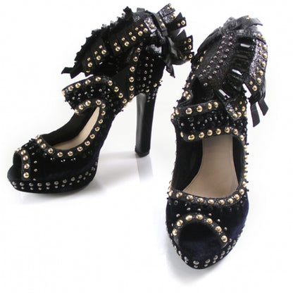 Prada Velvet Studded Mohawk Pumps 38 1 of 6