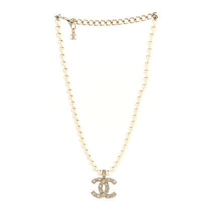 Chanel Pearl Crystal Baguette CC Short Necklace Gold 3 of 5