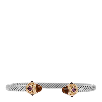 David Yurman Sterling Silver 14K Yellow Gold Citrine Amethyst Rhodolite Garnet 5mm Cable Renaissance Bracelet 1 of 4
