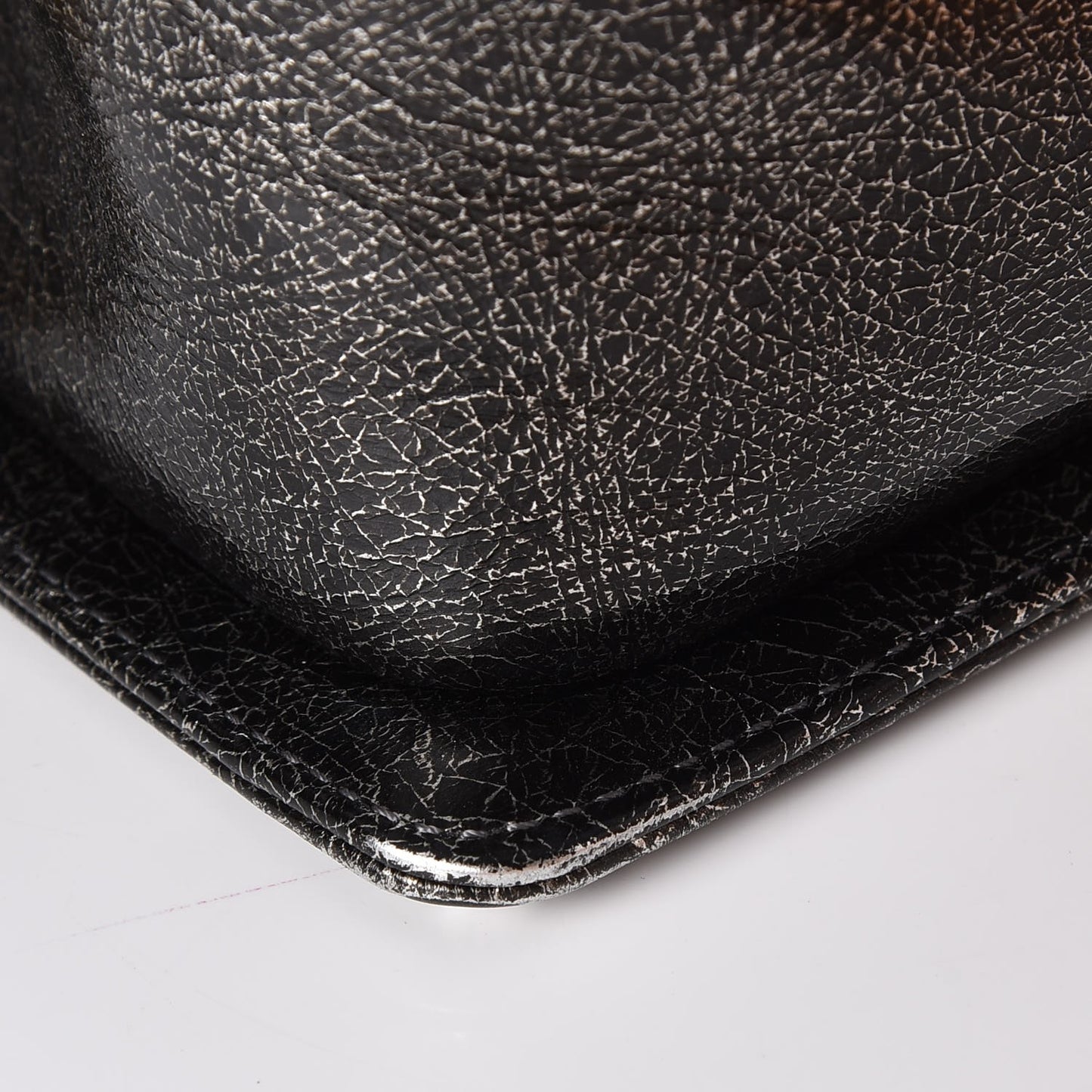 Cracked Metallic Calfskin Quilted Medium Boy Flap Dark Silver
