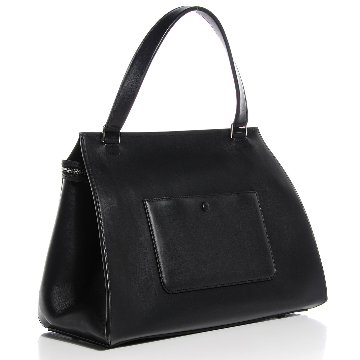 Grained Calfskin Large Bi-Color Edge Shoulder Bag Black Green
