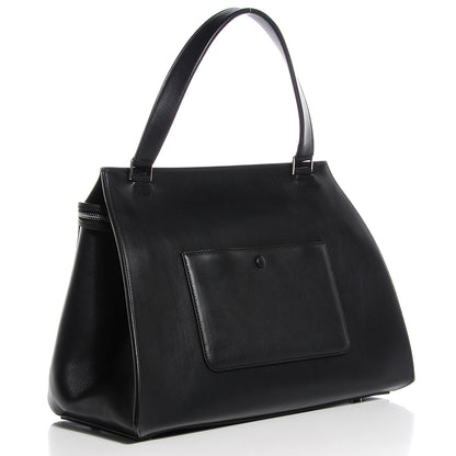 Celine Grained Calfskin Large Bi-Color Edge Shoulder Bag Black Green 3 of 7