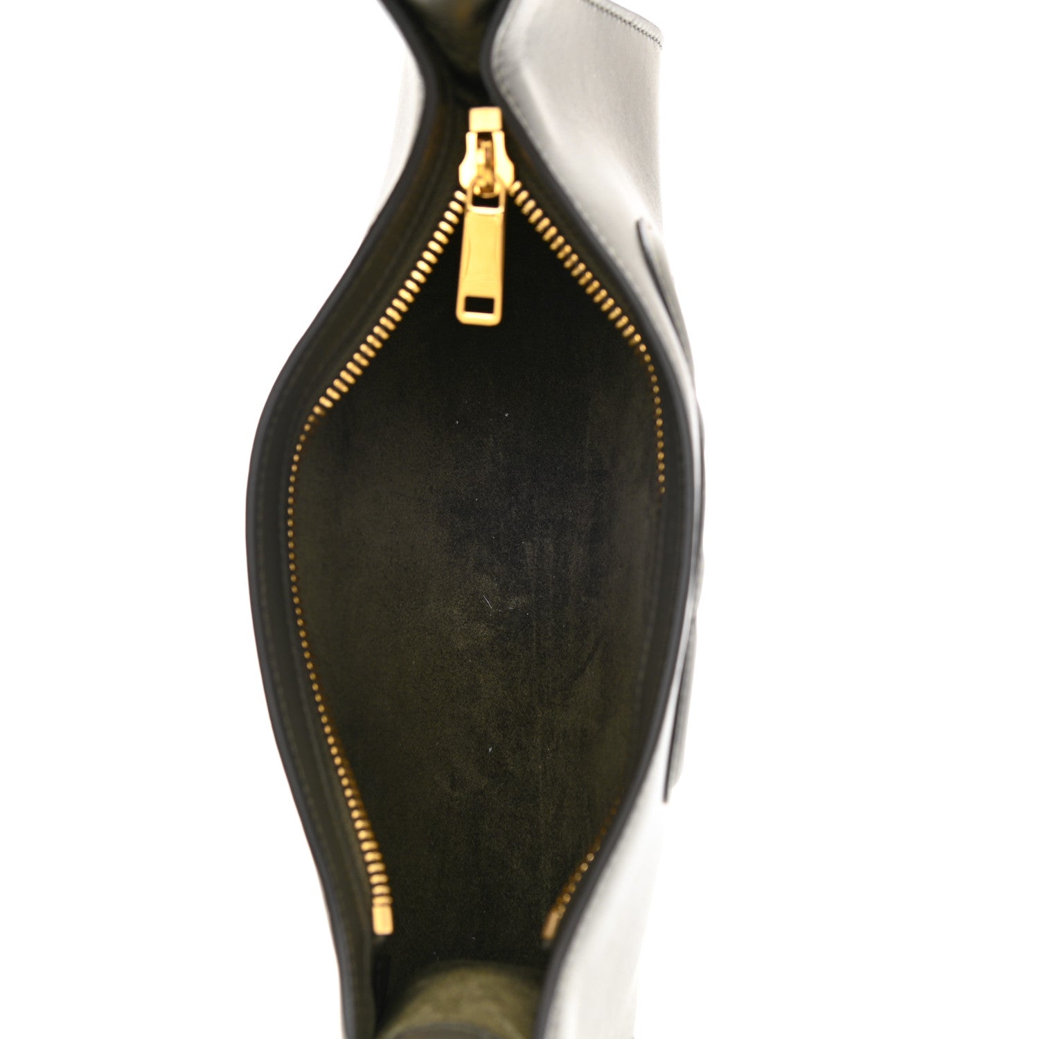 Celine Smooth Calfskin Cuir Triomphe Shoulder Bag Dark Army 5 of 10