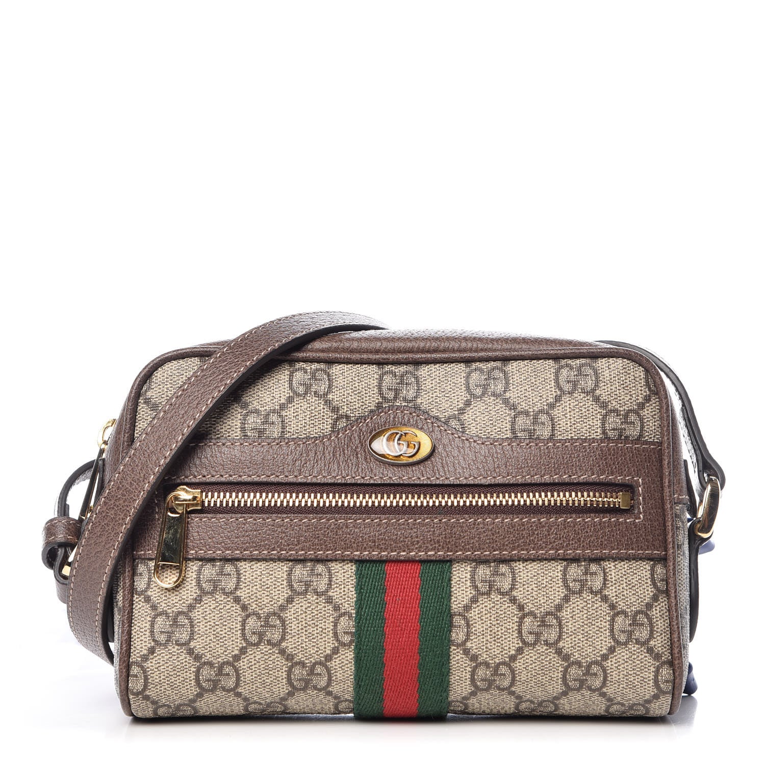 Gucci GG Supreme Monogram Web Mini Ophidia Shoulder Bag Brown 1 of 9