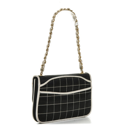 Chanel Satin Quilted Chocolate Bar Flap Black 3 of 7