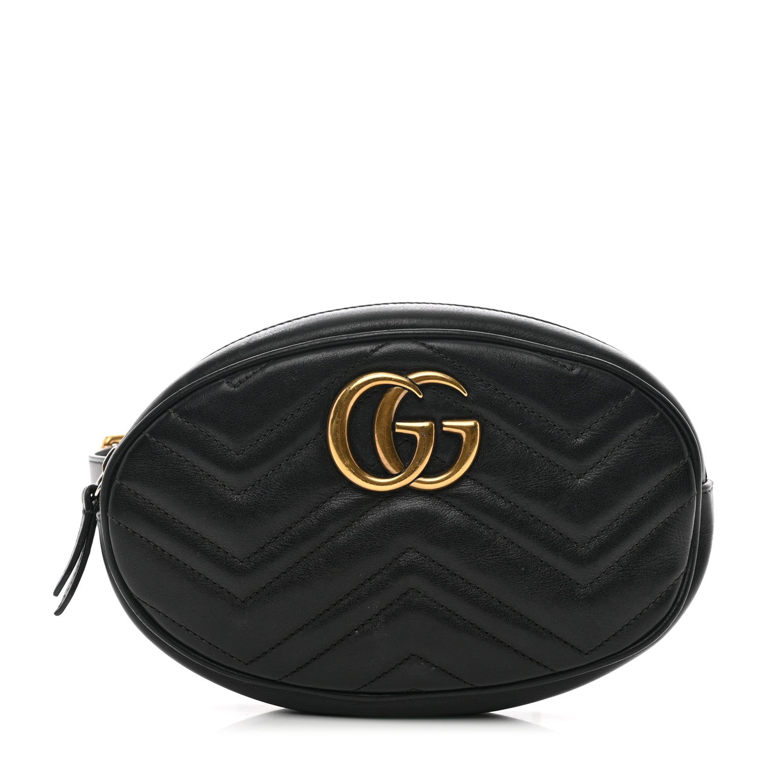 Gucci Calfskin Matelasse GG Marmont Belt Bag 75 30 Black 1 of 10