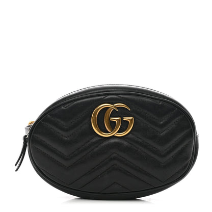 Gucci Calfskin Matelasse GG Marmont Belt Bag 75 30 Black 1 of 10