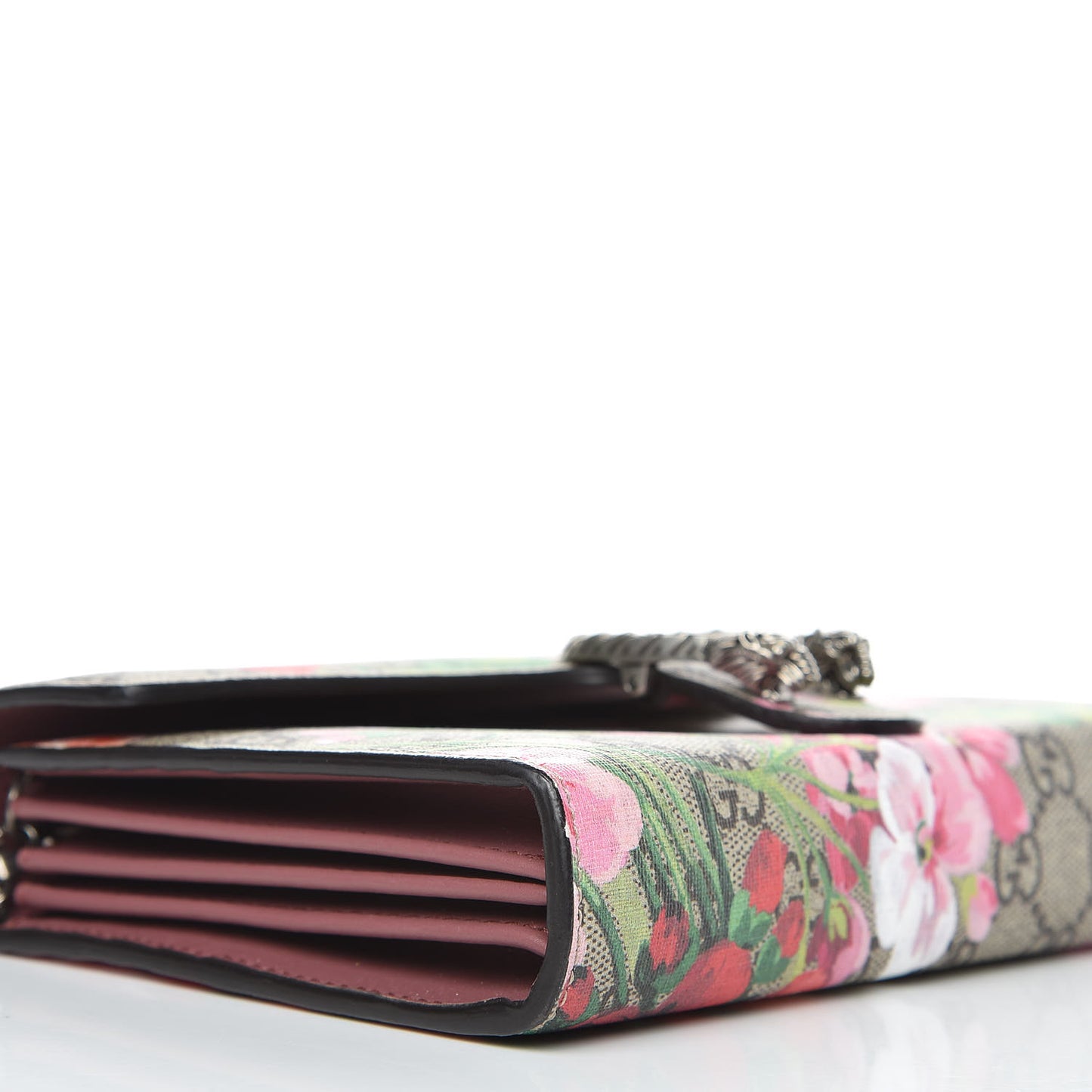 GG Supreme Monogram Blooms Mini Dionysus Chain Wallet Beige Multicolor Dry Rose