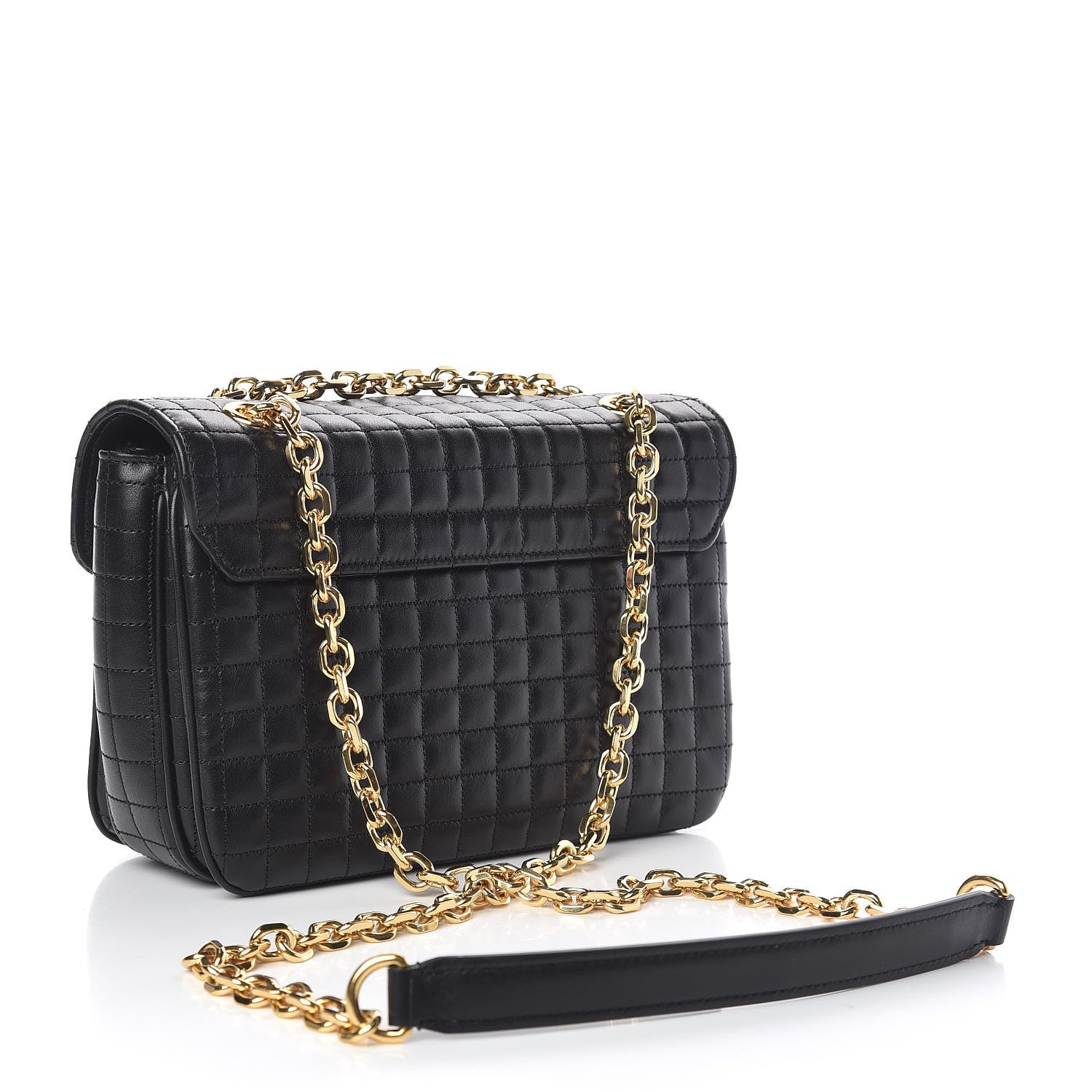 Celine Calfskin Quilted Medium C Bag Black 3 of 8