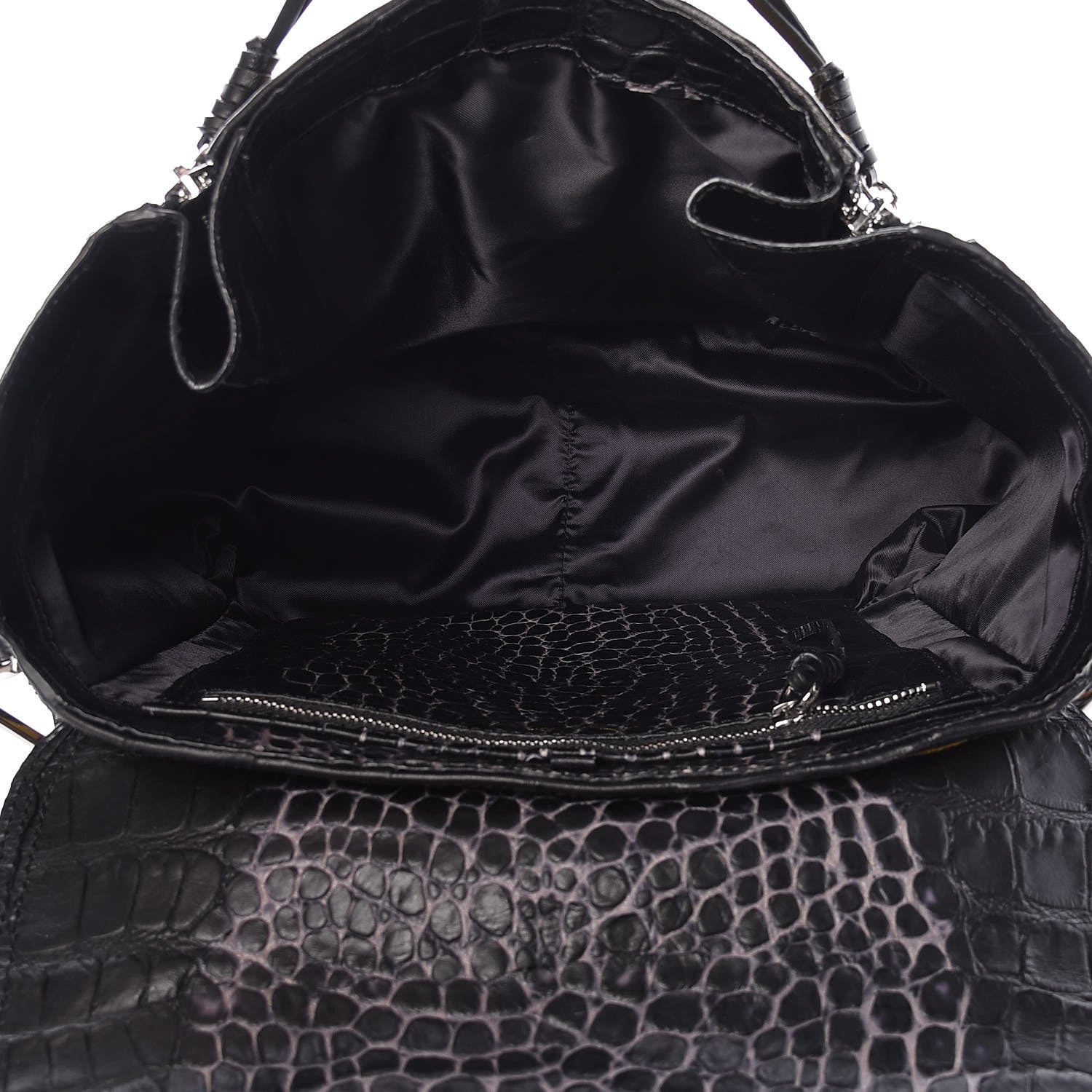 3.1 Phillip Lim 3.1 Calf Hair Calfskin Crocodile Embossed Medium Pashli Satchel Antique Grey Olive 8 of 22