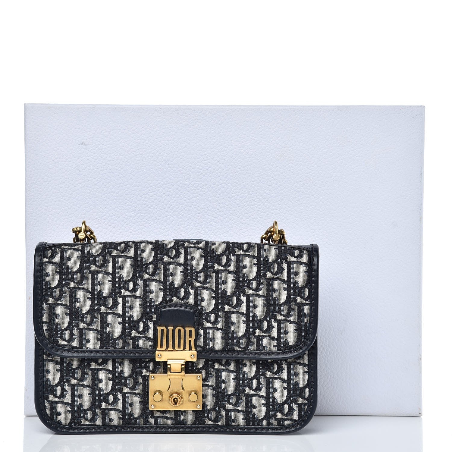 Christian Dior Oblique Small DiorAddict Flap Bag Navy Blue 8 of 8