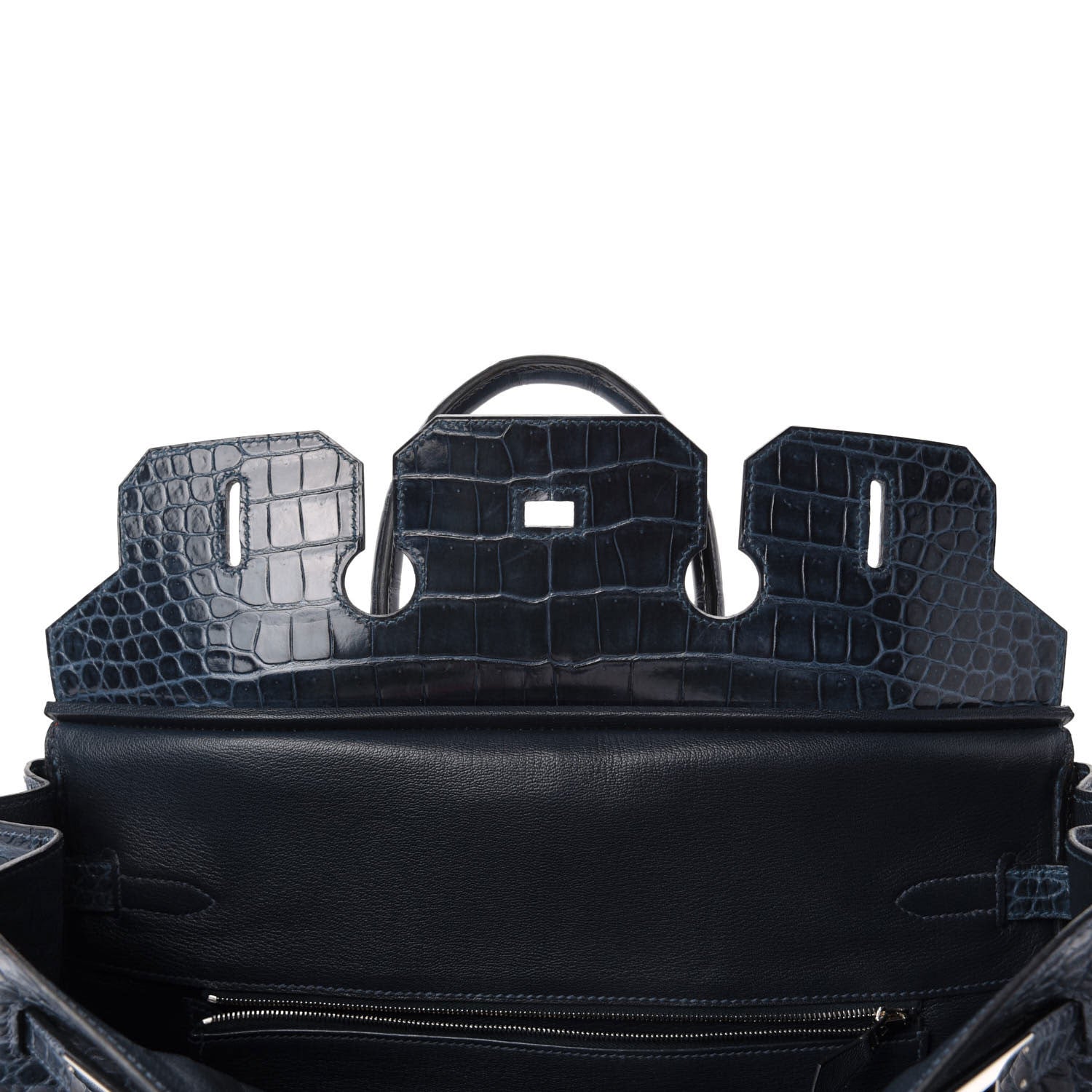 Hermes Shiny Porosus Crocodile Birkin 35 Bleu Abysse 19 of 35