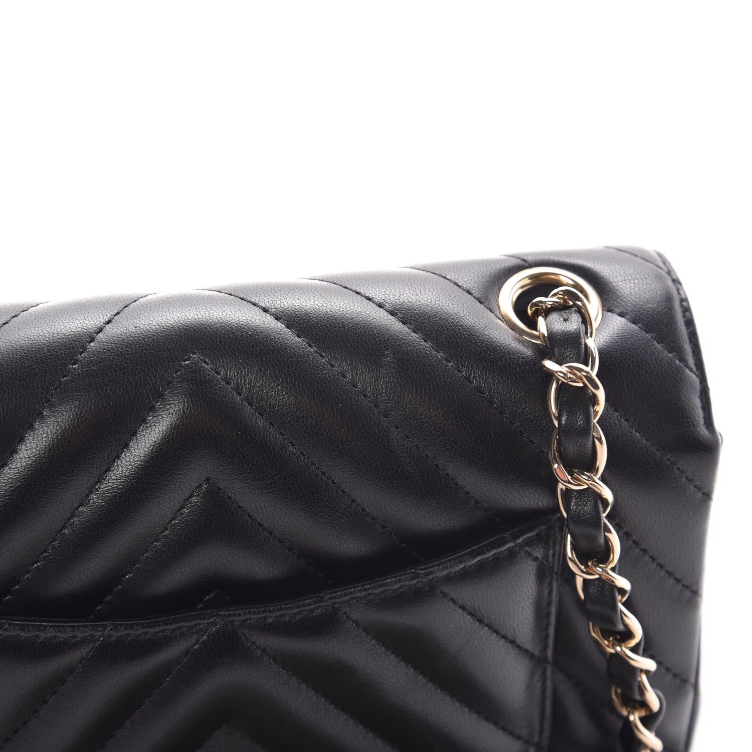 Chanel Lambskin Chevron Quilted Mini Rectangular Flap Black 11 of 12