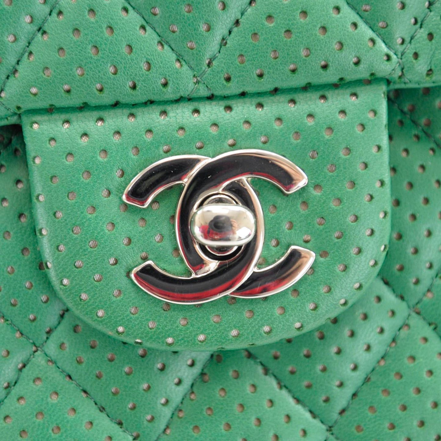 Calfskin Perforated East West Flap Green
