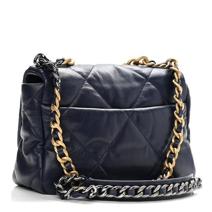 Chanel Lambskin Quilted Medium Chanel 19 Flap Navy Blue 2 of 9