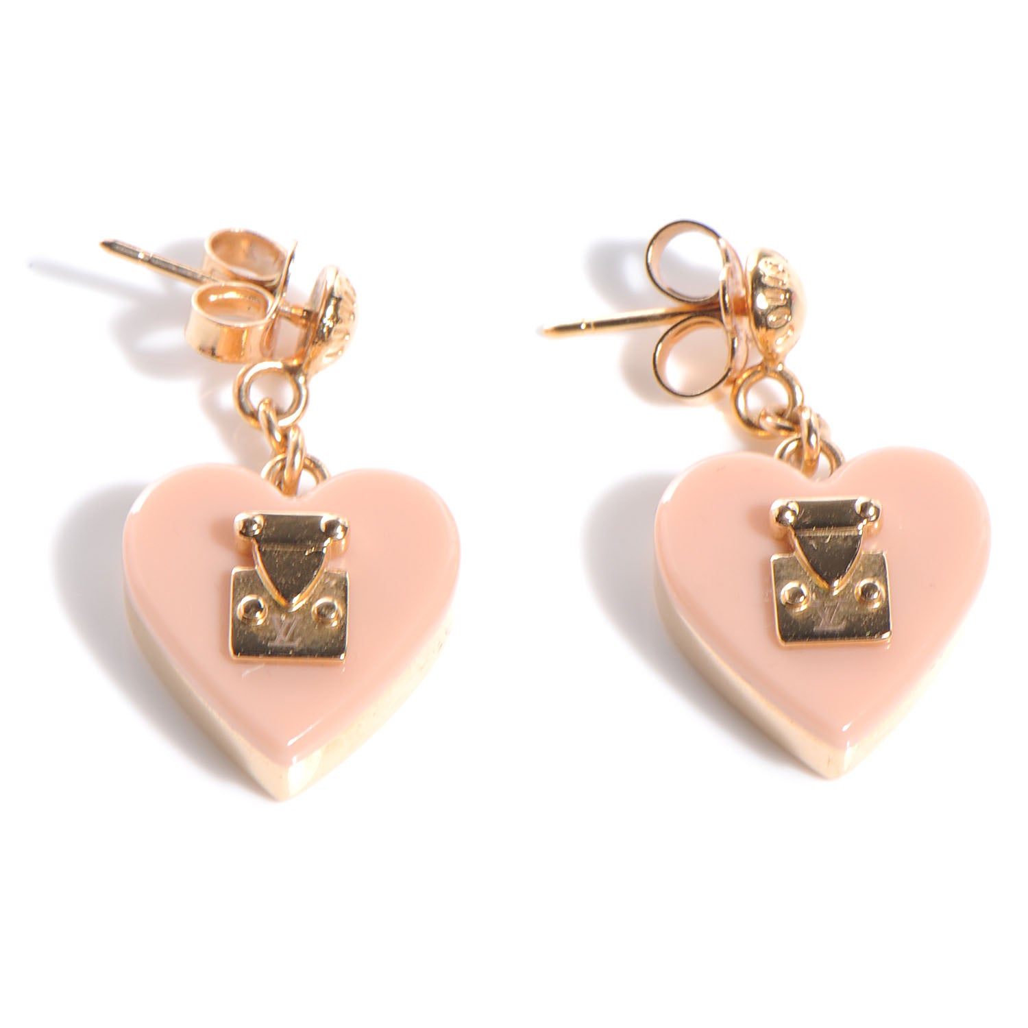 Louis Vuitton Lock Me Heart Earrings Suede Rose 1 of 5