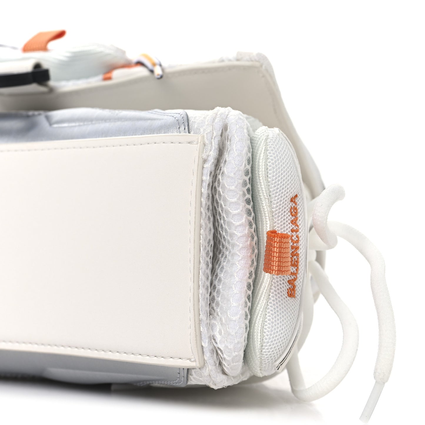 Faux Calfskin Fabric Glow In The Dark Small Sneakerhead Top Handle Bag White Orange